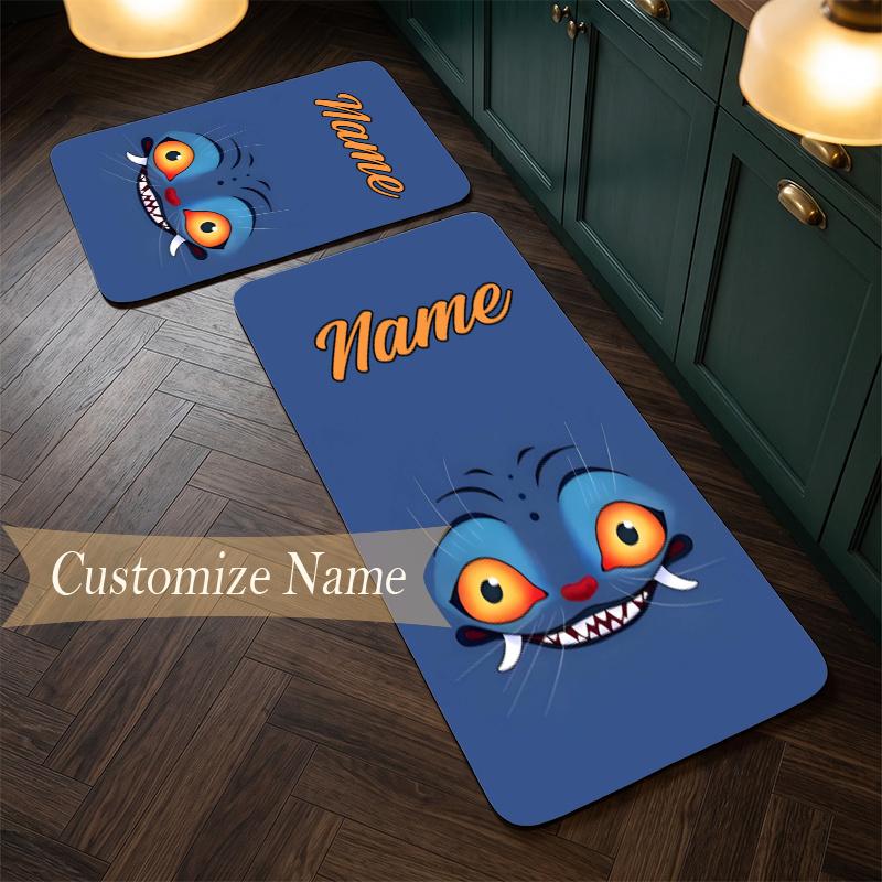 Derpy Tiger (1) Customize Name Flannel Kitchen Mat Soft Non-Slip Kitchen Floor Runner Rug for Home Kitchen Decor