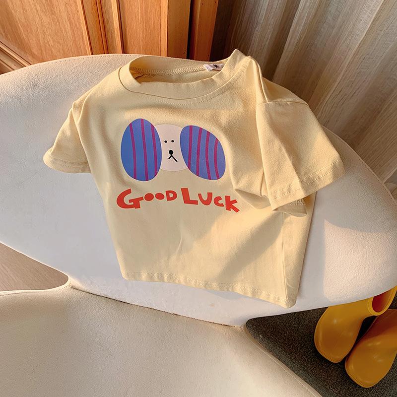 Girls' Casual T-shirt - Summer Children's Cute Pure Cotton Round-neck Top