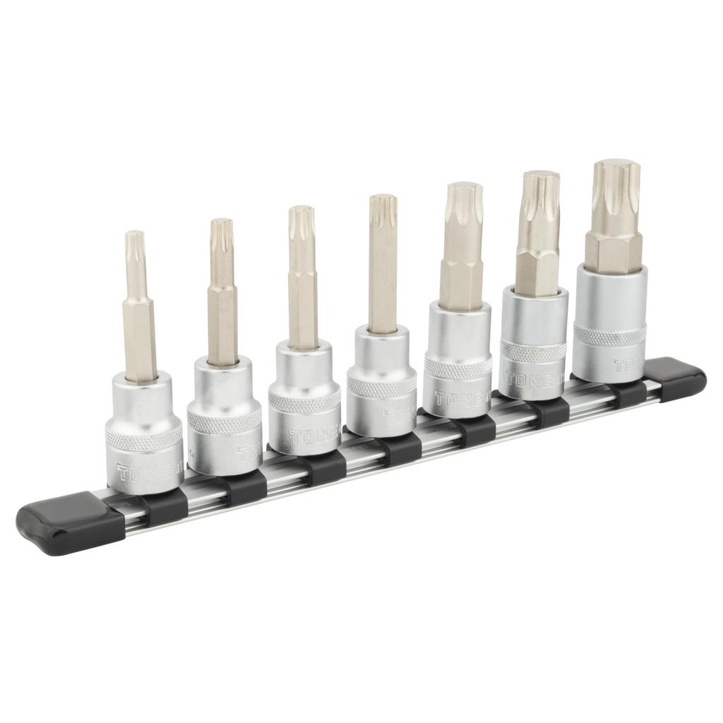 TONE Torx Socket Set with Set (Heavy Duty, Holder) HTX407, 12.7mm (1/2") Drive, 7-Piece