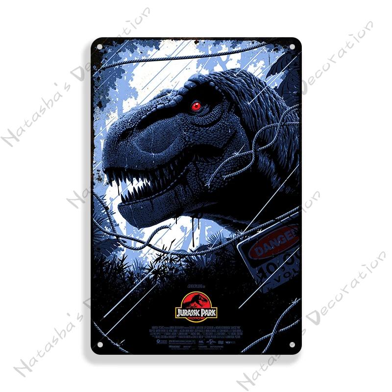 Classic Movie Poster Jurassic Park Metal Sign Retro Poster Vintage Metal Plaque Rusty Metal Sign Club Bar Cafe Industrial Decor