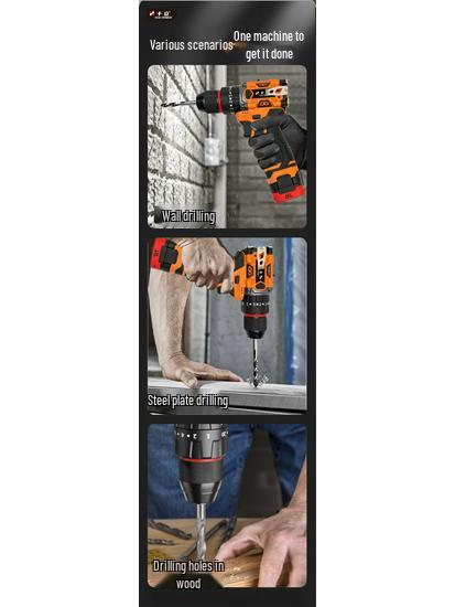 Orange-Black Handheld Brushless Lithium Impact Drill - Ten-section, Multi-functional Electric Drill with Steel Cannon Technology