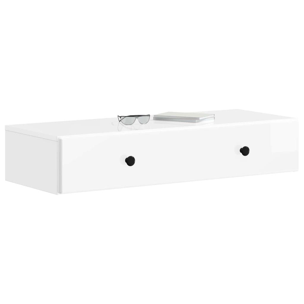 Wall Mounted Side Table High Gloss White 87.5 x 34.5 x 17 cm
