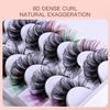 Pack of 7 Pairs: Cross-border Dense & Natural Curly Eyelashes with Colored Ends