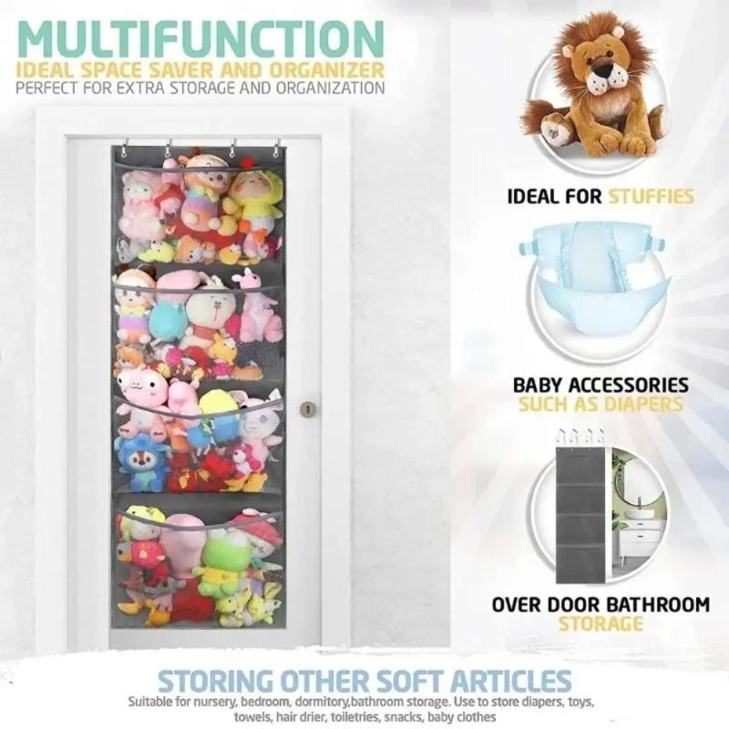 New Large Size Wall-Mounted Storage Bag Mesh 4-Layers Toy Organizer Hanging Design Display Kid's Dolls