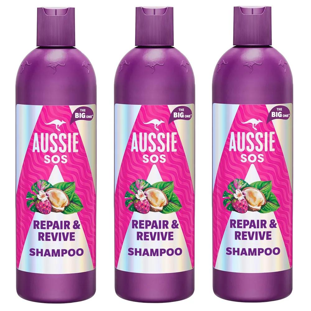 Aussie SOS Repair Revive Shampoo for Damaged Hair 500ml x 3 bottles