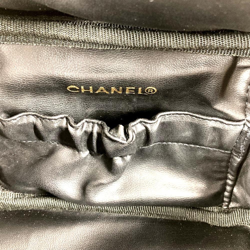 CHANEL Monogram Vanity bag CC CC Mark logo Bag Hand Bag Hand Bag enamel Black