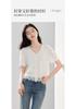 French embroidery hollow V-neck short-sleeved shirt
