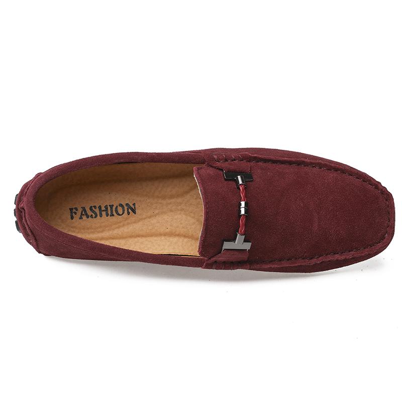 Fashion Wine Red Loafers High Quality Men Casual Flat Light Fashion Trend Moccasins Slip On Driving Shoes Genuine Leather Big Size 38-49