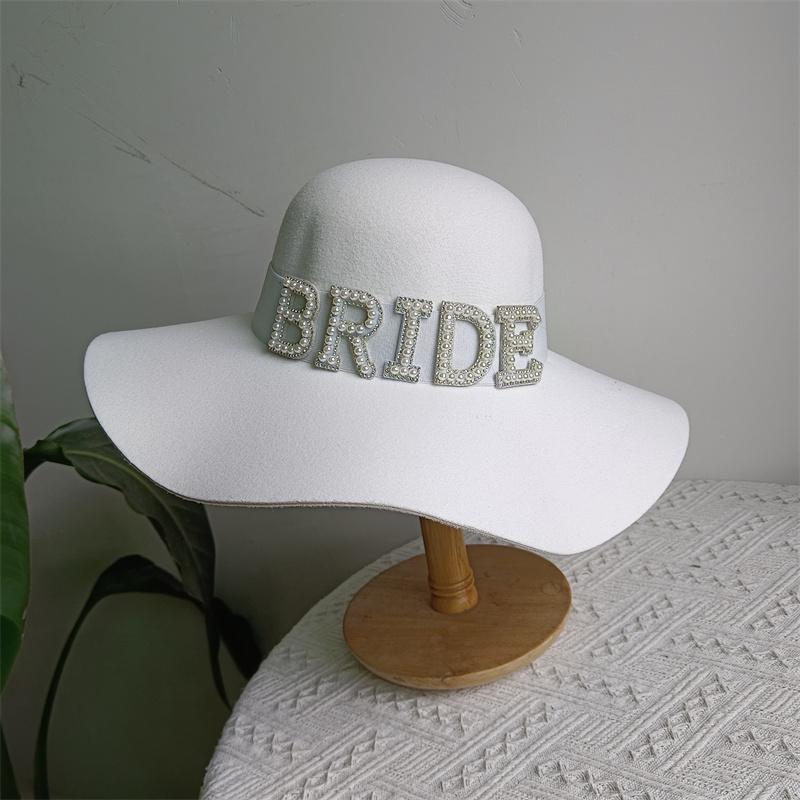 

Beach Bride Hat Romantic High-end design cowboy hat four seasons hat summer beach hat elegant pearl straw hat fedora hat 56-58cm