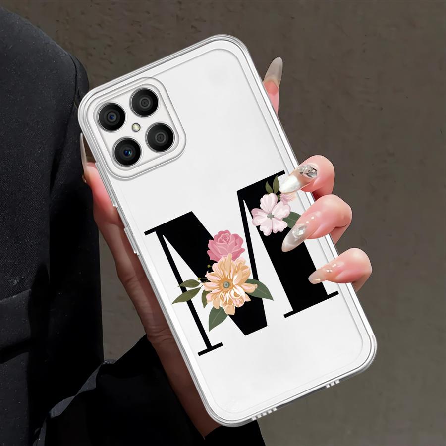 

Чехол с цветочными буквами для Honor 90 Lite X9a X7b X8 X8b X9b X8a Мягкая крышка для телефона Honor X8 4G