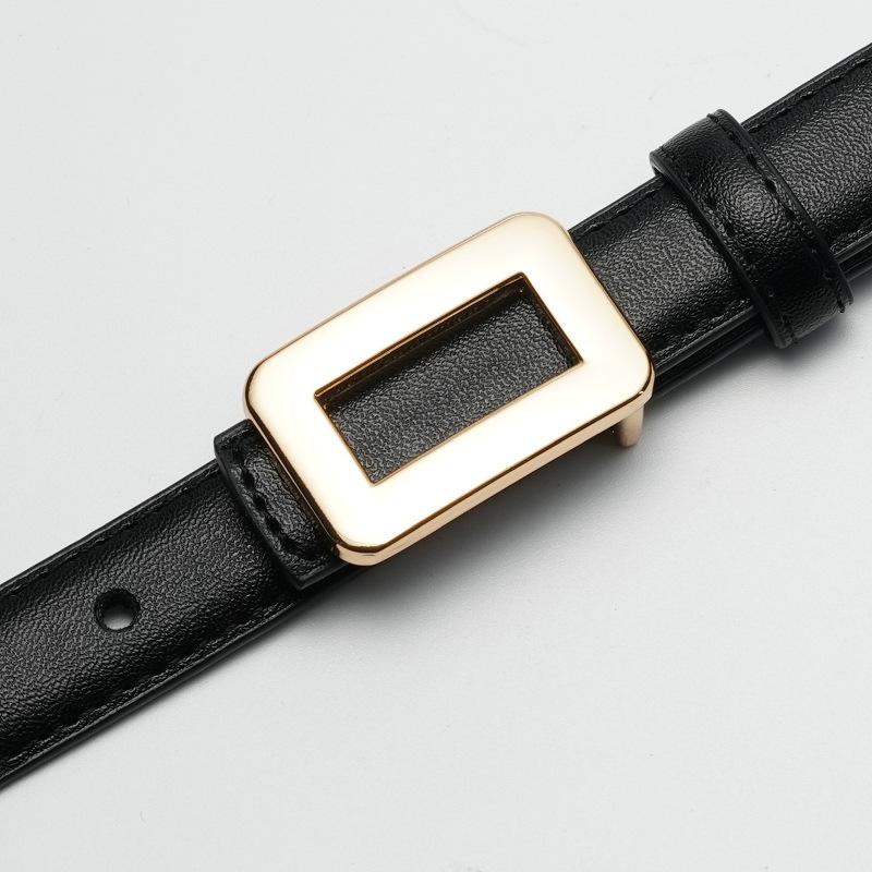 Belts for Women Fashion Versatile Trendy Decorative Suit Cowhide Thin Belt Square Buckle Genuine Leather Ins Style Jeans Belt