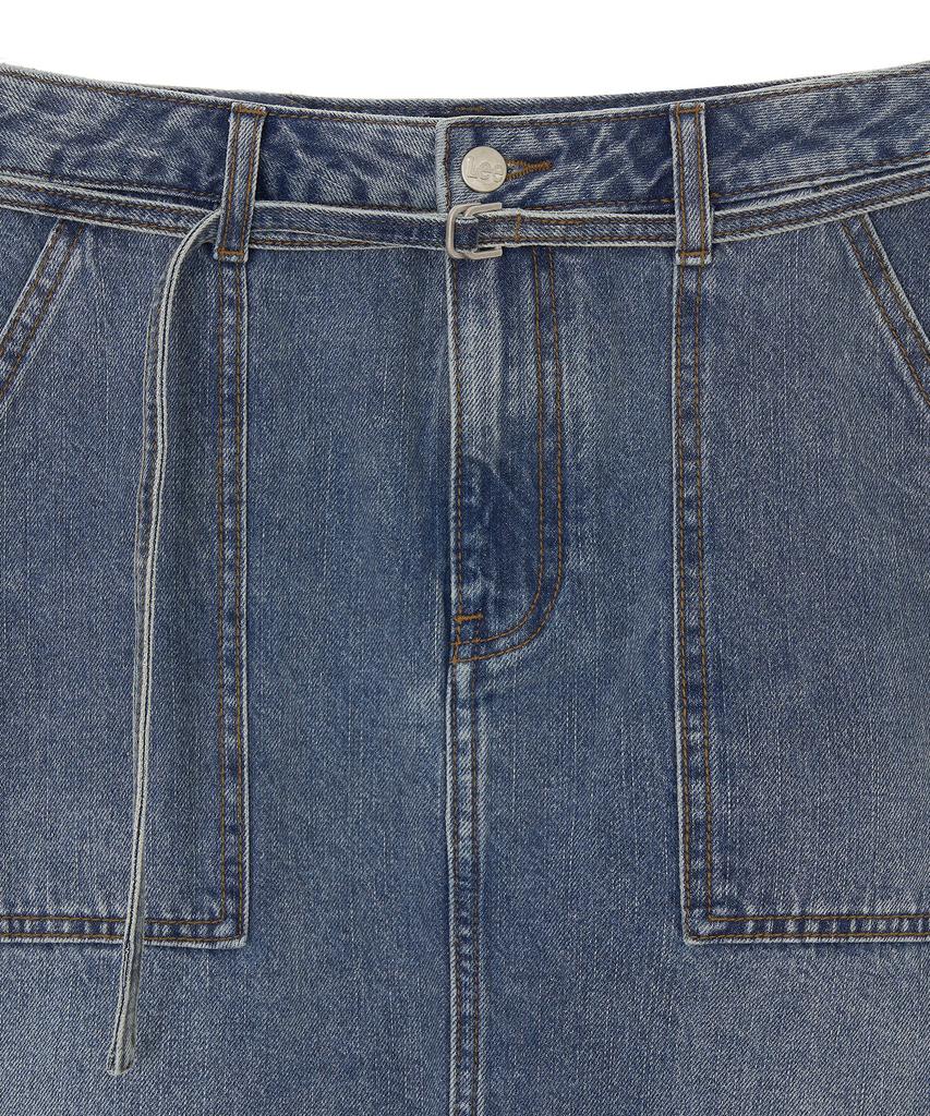 Lee Midi Denim Belt Skirt Indigo Medium