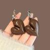 Vintage Irregular Wine Red Heart Shaped Pendant Earrings for Women Fashion Geometric Round Hoop Earrings Party Jewelry Gifts