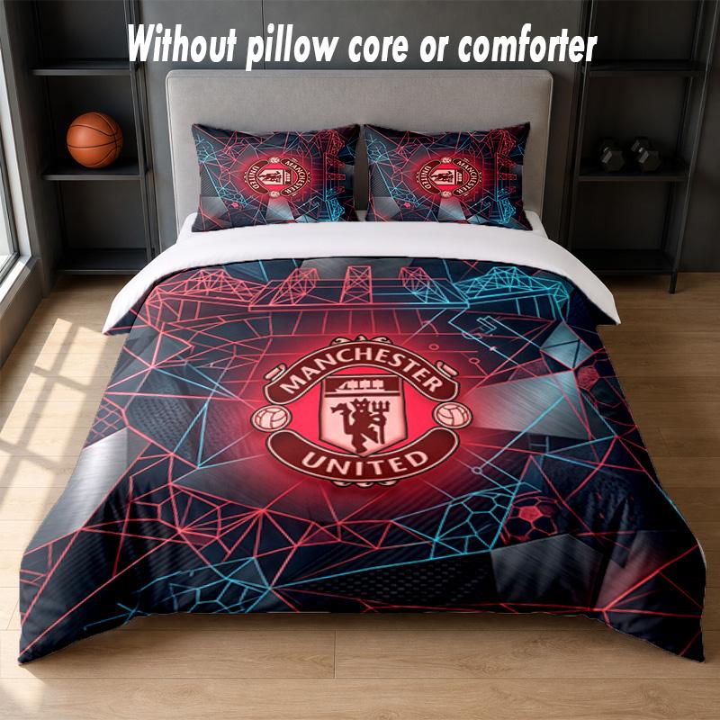 Manchester United Diseño Juego de Cama Ropa de Cama 1 Funda Nórdica + 2 Fundas de Almohada Suave Transpirable Ropa de Cama para el Hogar