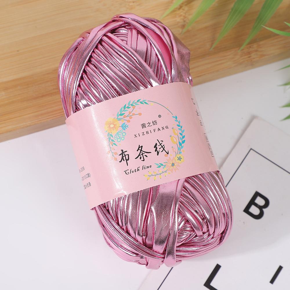 Filato per T-shirt in Metallo, Luminoso, Lucido, Uncinetto Maglia, Filato di Tessuto con Colore Monolaterale, Borsa Artigianale Fai da Te Cesto Cuscino-Totale
