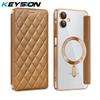 KEYSION Plating PU Leather Flip Wallet Case for Samsung A07 A06 A05 Cards Slots Magnetic Phone Back Cover for Galxy A05 A06 A07