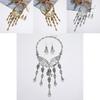 Fashion Hand Bone Women Necklace And Earring Set With Skeleton Tassel Design For Gothic Costumes