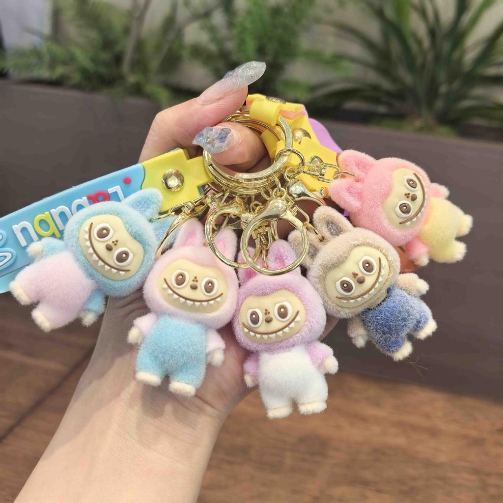 Cute Flocking Keychain Pendant Student Couple Bag Buckle