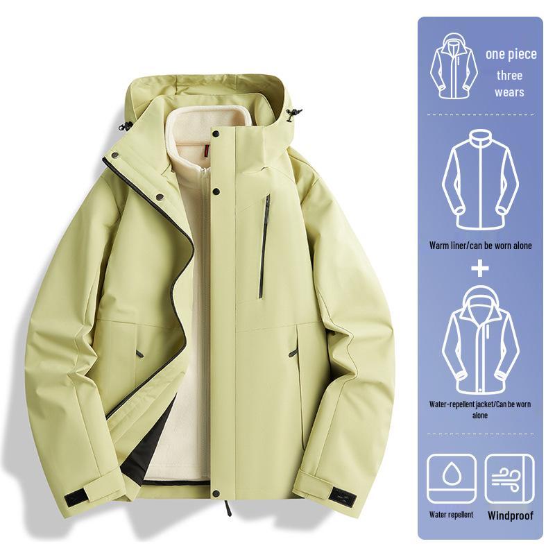 Woodpecker 3-in-1 Windproof Jacket with Removable Fleece Lining for Men & Women – Autumn/Winter Casual Outerwear