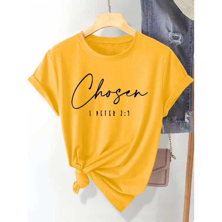 Women's Short Sleeve T Shirt Chosen Printed round neck machine washable comfortable Soft Breathable and suitable for spring summer