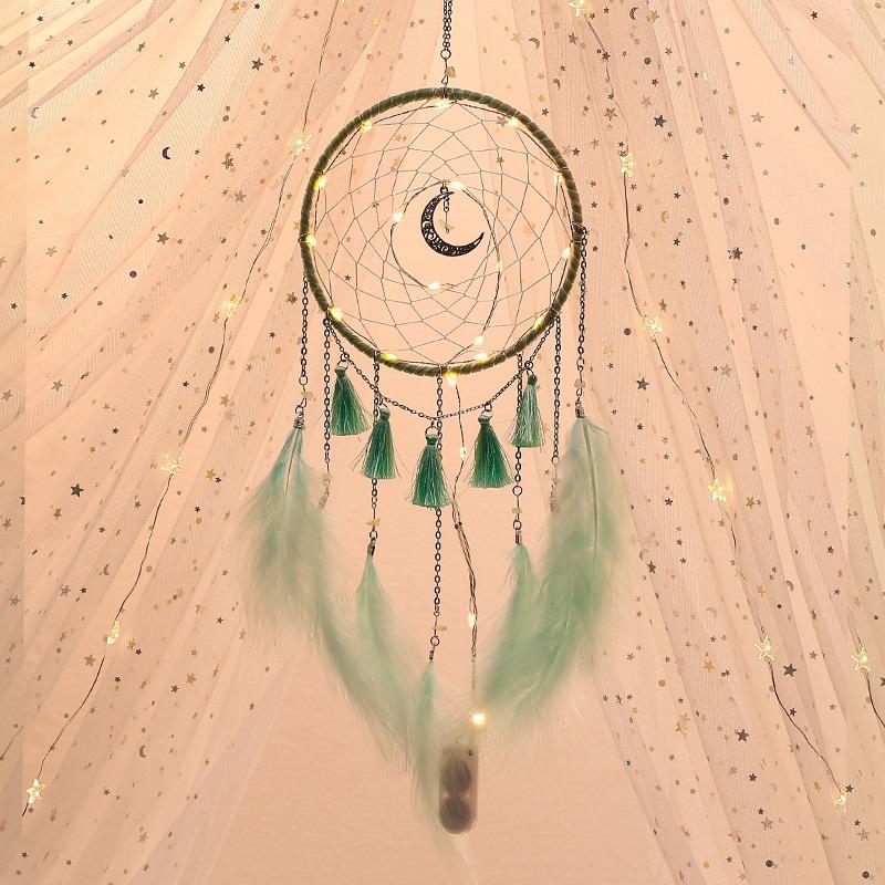Obří lapač snů Měsíc - Boho větrný zvonkohra do dívčího pokoje, Tkané umění Narozeninový dárek
