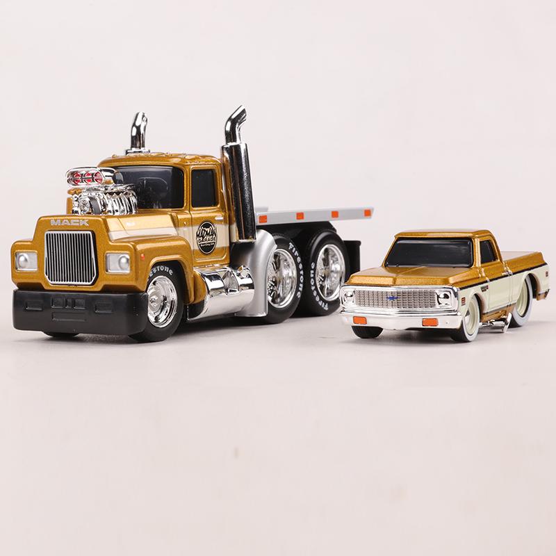 Maïsto 1:64 MUSCLE TRANSPORTS 1980 Mack A685ST Plateau/1972 Chevrolet C10 Pick-up Modèle Réduit en Alliage