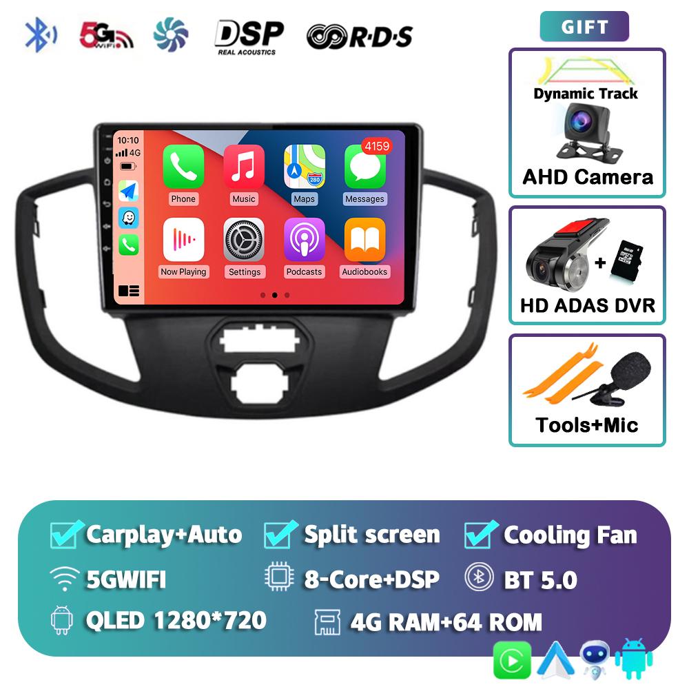Android 14 Carplay Auto For Ford Transit 2013 - 2018 Car Radio 4G+WIFI Player Multimedia Stereo Navigation Video Head Unit GPS