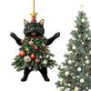Cat Christmas Ornament Small 2D Acrylic Christmas Kitten Charm Car Rearview Pendant Decoration Car and Bag Cat Decor Accessories