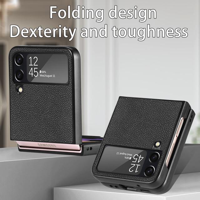 

Zflip4 противоударный кожаный чехол для мобильного телефона для Samsung Galaxy Z Flip4 Flip 4 5g Flip3 Flip 3 противоударный чехол для Samsung Flip4 for Samsung Z Flip 4 чёрный