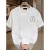 European Sizes Men's Graphic Print T-Shirt - Loose Fit Casual Short Sleeve Tee with Bold Lettering & Geometric Design
