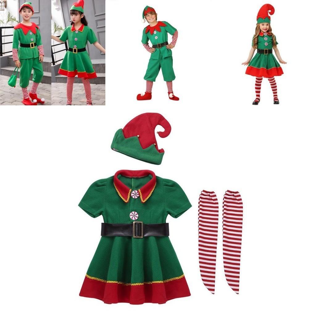 Costume de Père Noël Elfe Vert Festif Pour Adultes et Enfants Parfait Pour les Célébrations de Noël en Famille