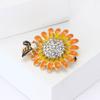 Cute Enamel Rhinestone Bee Sunflower Brooch Exquisite Versatile Ladies Clothing Corsage Ornament Pin