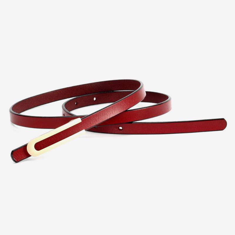 Women's Retro Gold Thin Genuine Leather Waist Cincher Belt