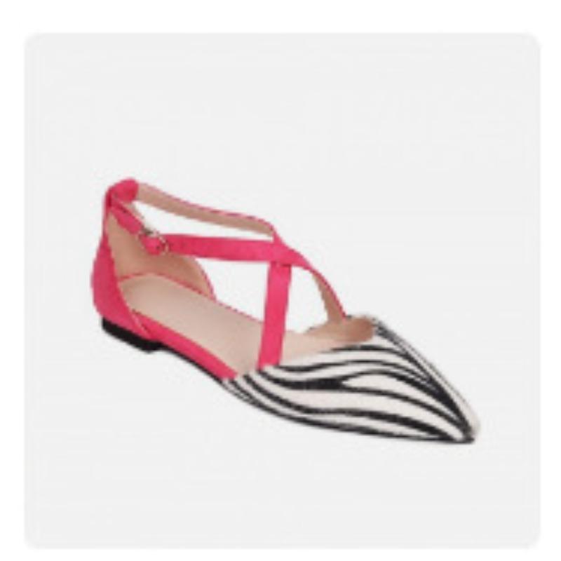 Spring and summer new wish pointed zebra pattern cross buckle hollow sandals