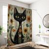 1PC Watercolor Cats and Sunflowers Printed Shower Curtain, Waterproof, Washable, with 12 Hooks, Bathroom Shower, Home Use