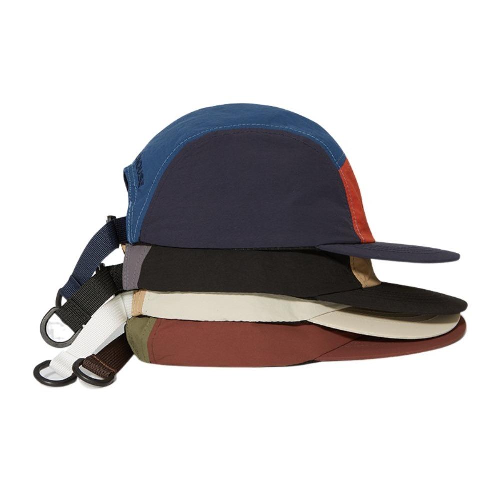 Splicing Quick-drying Dad Hat Breathable 5-panel Baseball Cap Fashion Flat-brimmed Cap  Fishing