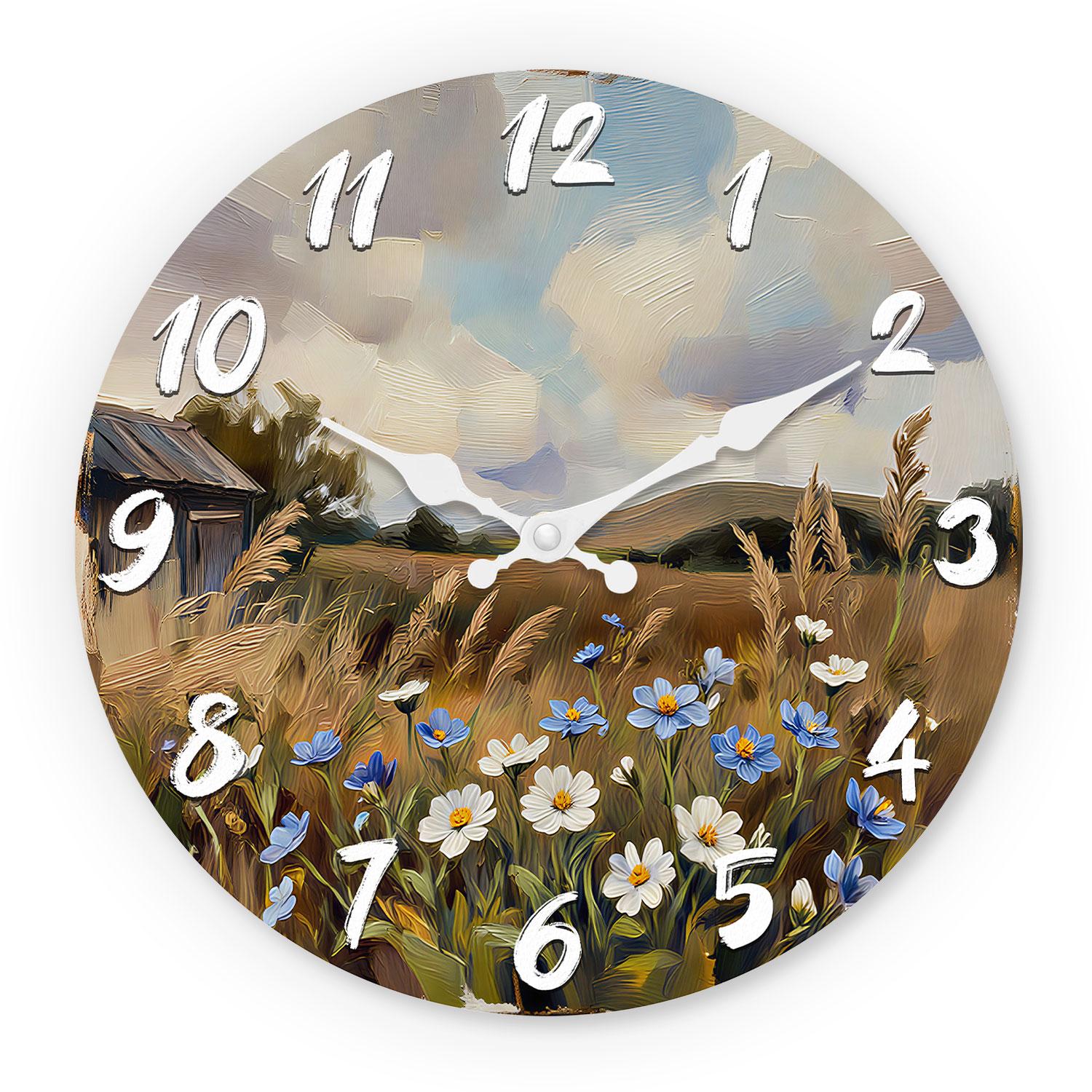 First-Class Pastoral High-Standard Scenery Wooden Premium-Quality Wall Premium-Quality Clock 10-16Inch First-Class Silent Premium-Quality Wall (as the picture,10Inch)