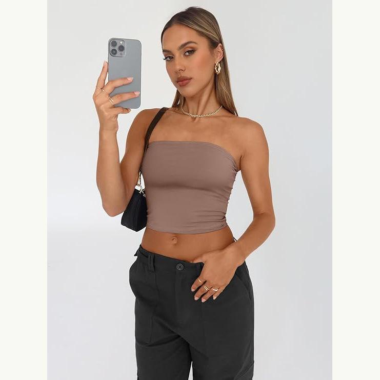 Top Sexy Senza Spalline Estivo Capispalla Pullover Gilet Slim Fit Corsetti da Donna