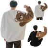 Męska bluza Slouchy haft z misiem luźna uciekająca bluza studencka na odzież na co dzień