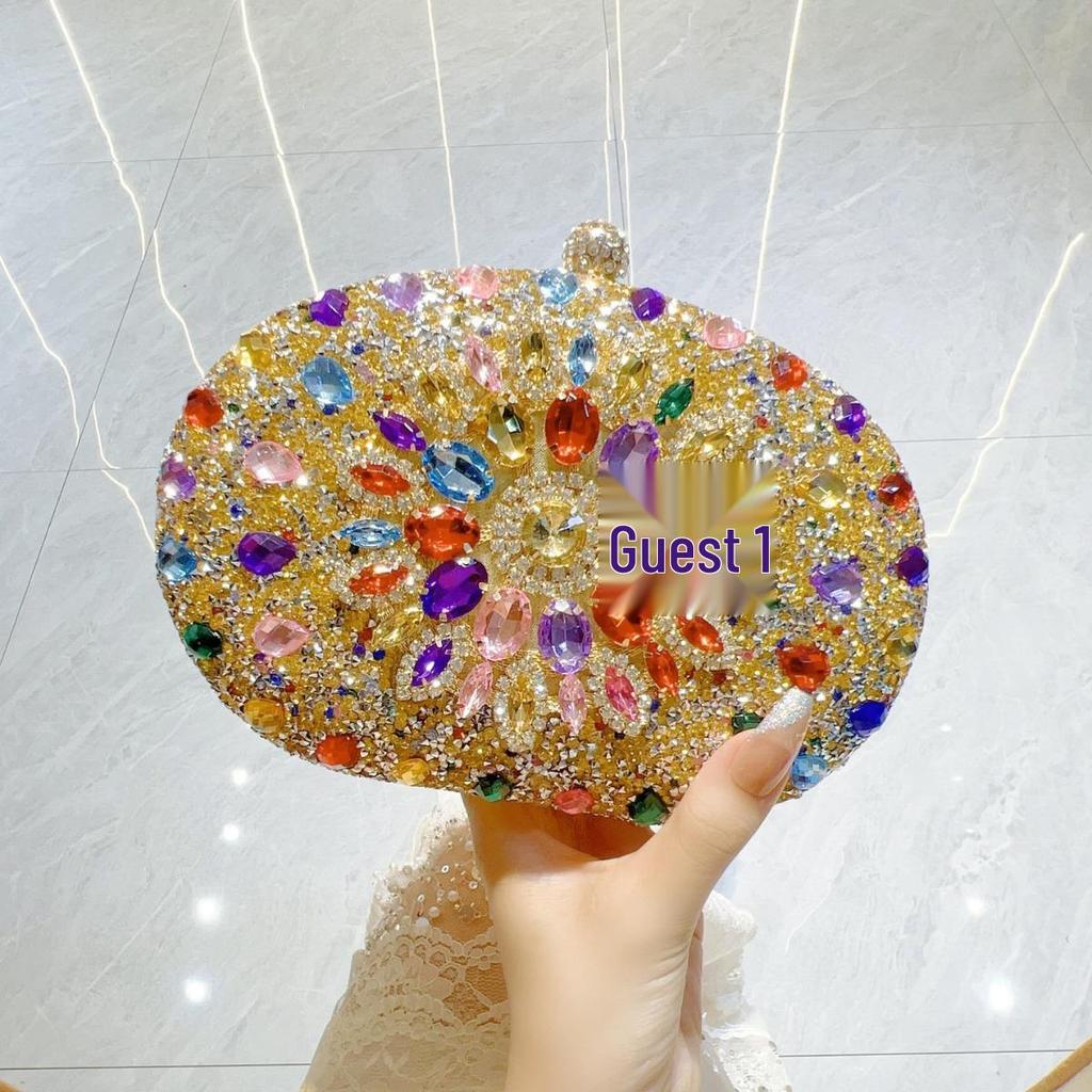 Clutch Retrò Europeo e Americano con Diamanti Pieni: Elegante Borsa da Principessa per Bar, Festa KTV o Cena.