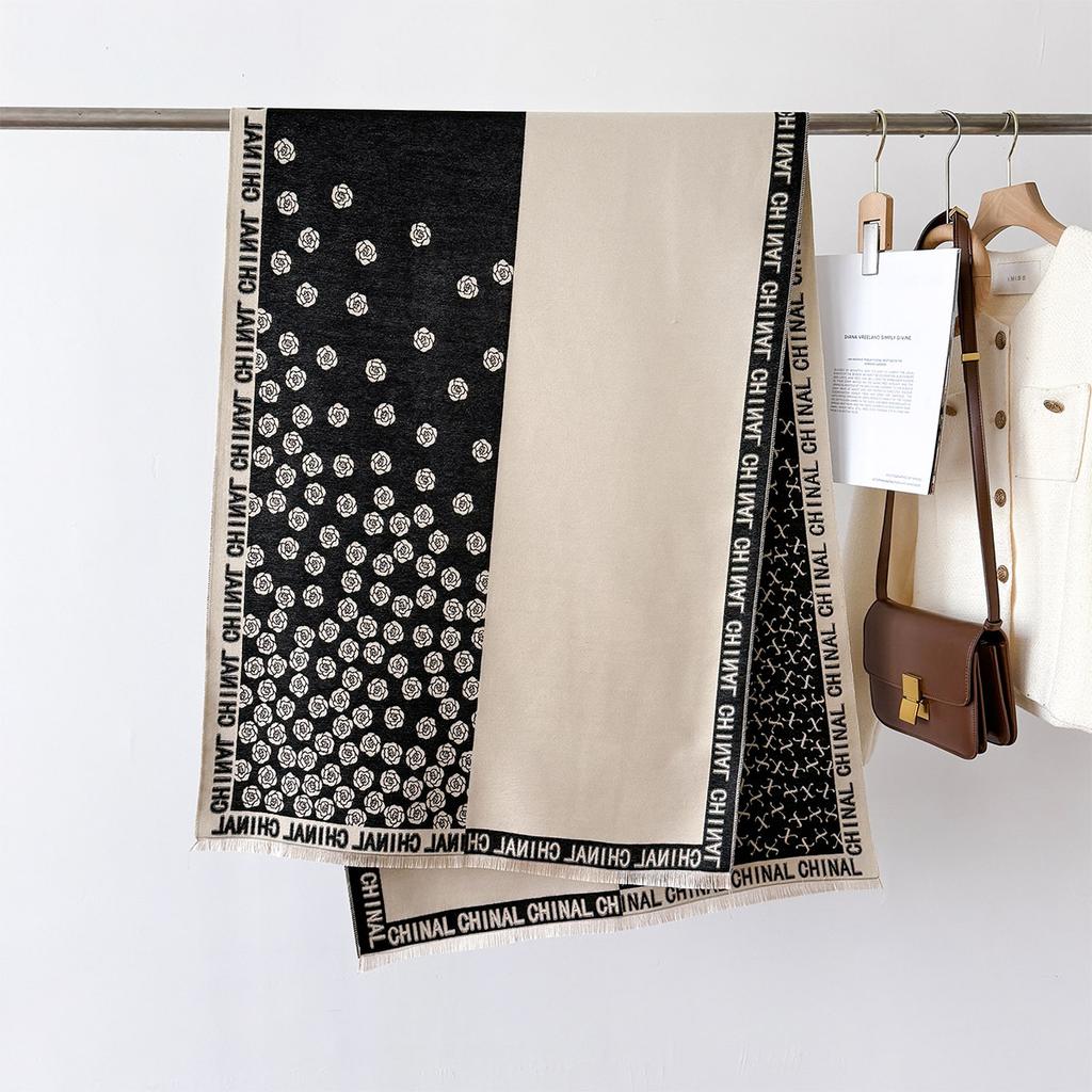 Luxury Korean Fashion Winter Cashmere Pashmina Shawl Lady Wrap Warm Autumn Scarves Design Print Female Foulard Stoles Scarf