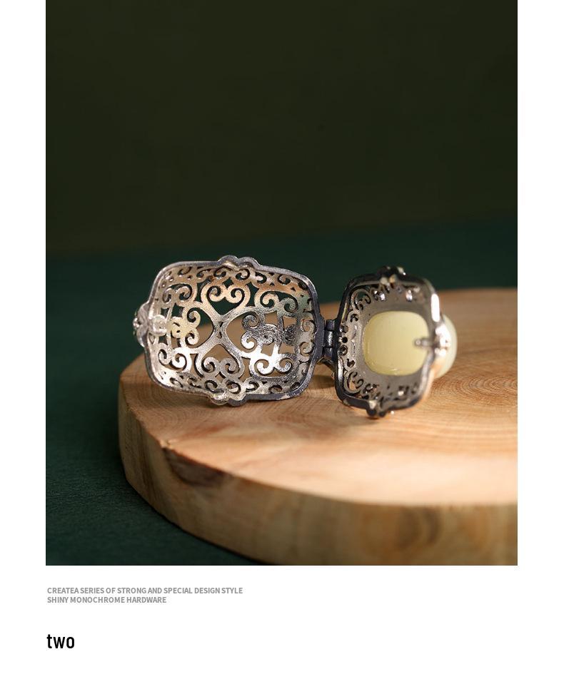 12-Piece Vintage Ethnic Style S925 Silver & Hetian Jade Pendant Set with Auspicious Cloud and Ga'u Box Design