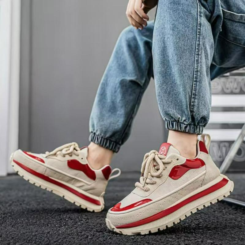 Men's Sneakers Platform Casual Shoes Breathable Low-Top Running Shoes Outdoor Trend Shoe Height Increase Lace-up Men Shoes