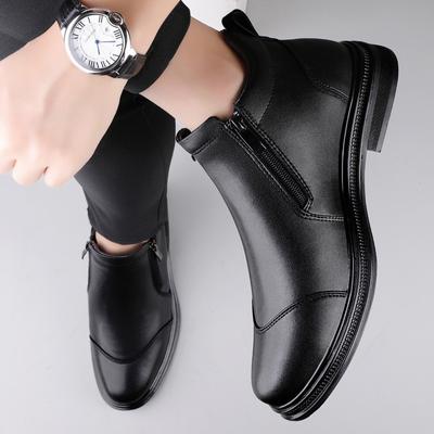 Fashionable and Classic Black Side Zipper Men's Snow Boots for Autumn and Winter New Men's Warm and Comfortable High Top Boots