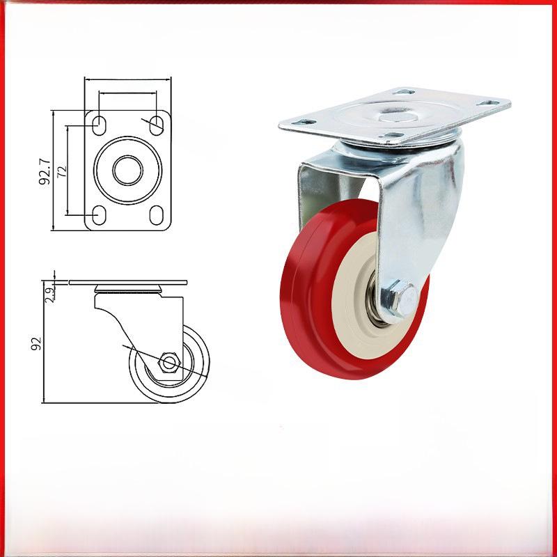 Kraftigt 3-5 tums universellt nylonhjul för vagn med broms
