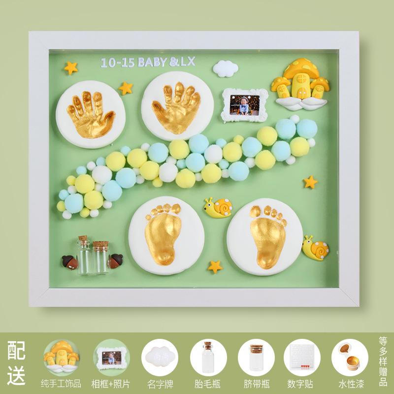 Vollmond-Baby-Fußabdrücke, Handabdruck-Stempelkissen-Set, Fotorahmen, Säuglingsfuß- und Handabdruck, Neugeborenen-Meilenstein, Souvenirs, Gießen