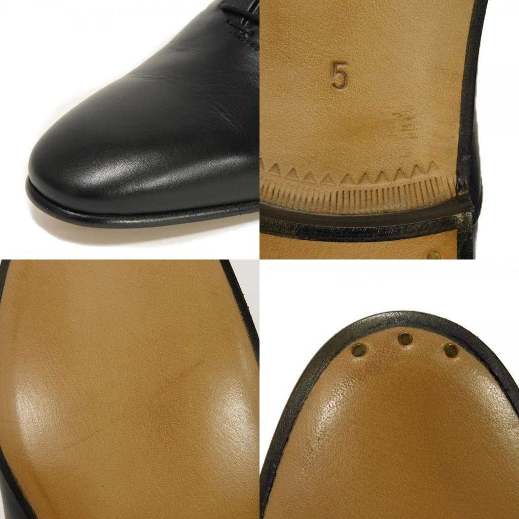 Used 9539 Lace-up Derby Shoes, Calfskin, Size 9.4", 699306, 0F300, 1000, 7902, 5 Interlocking G Chains, Black Men's