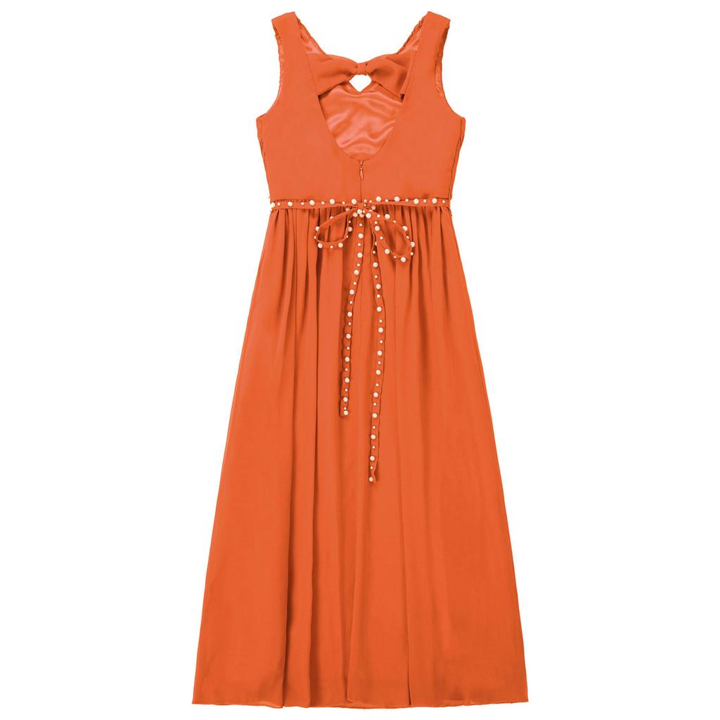 Kids Girls Summer Wedding Birthday Party Dress Sleeveless Ruched Beaded Chiffon Bridesmaid Maxi Dress