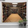 VIKAMA Retro Library Bookshelf Tapestry Modern Minimalist Study Background Cloth Literary Retro Style Living Room Decoration
