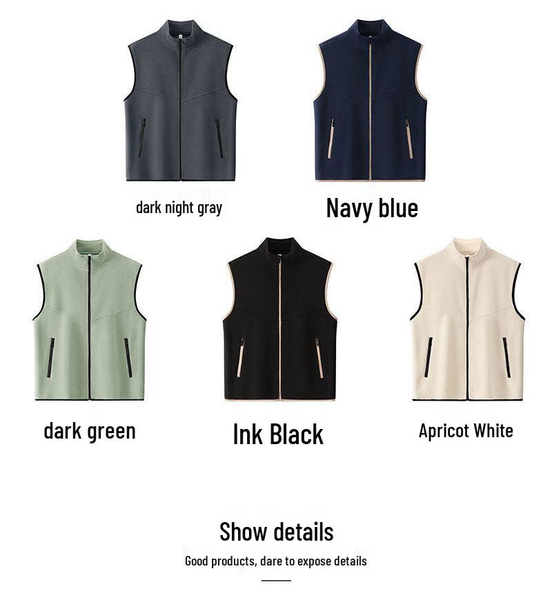Customized Logo Fleece Vest for Education and Training Institutions - Stand-up Collar Sleeveless Outerwear